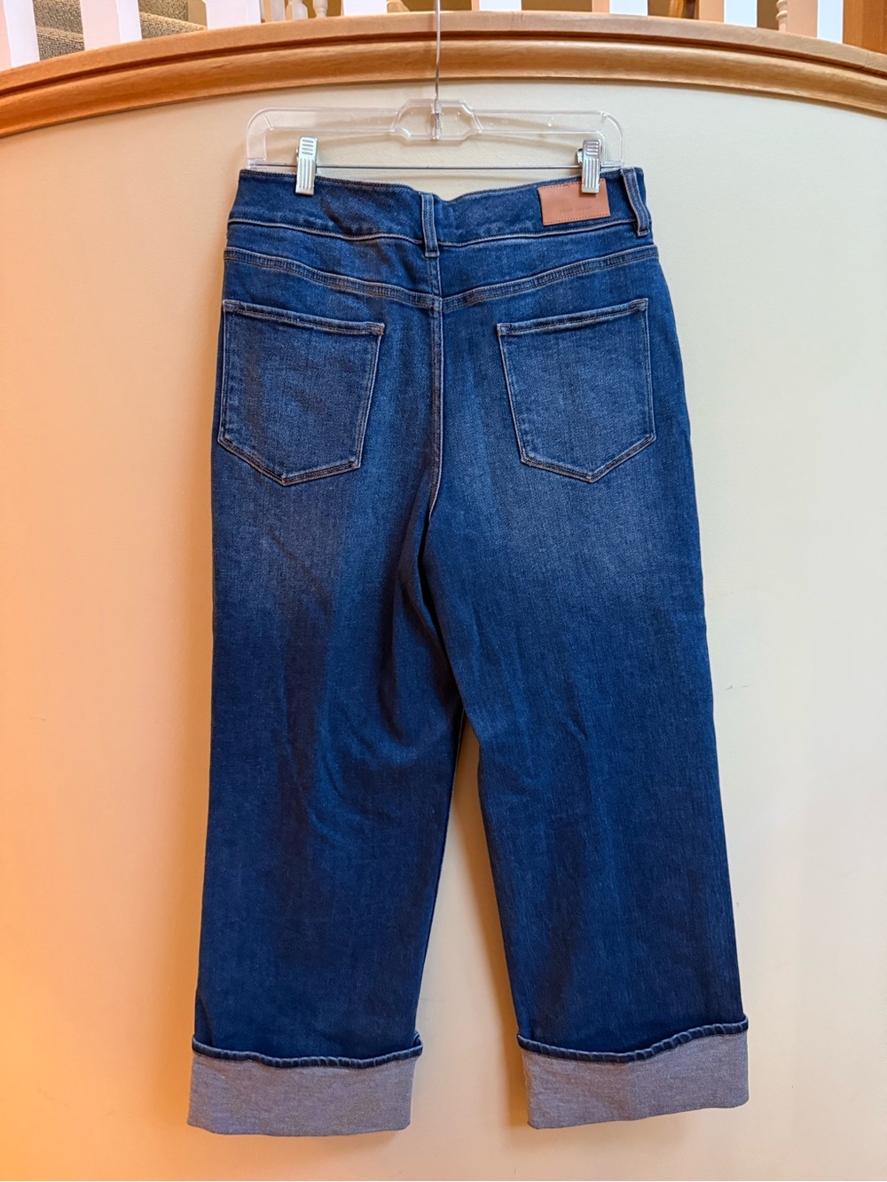Dark Blue Women Jeans with Cuffed Bottom - Picture 5 of 8